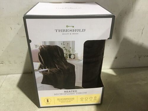 Case of (2) Threshold Heated Microplush Throw Blanket, 50" x 60", Brown - Lot 455