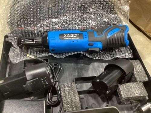 12V Electric Cordless Ratchet Right Angle LED Wrench Tool with 2 Batteries  - Lot 481