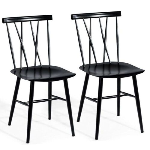 Armless Cross Back Dining Chairs, Set of 2  - Lot 501
