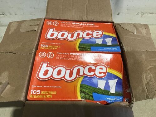 Case of (6) Bounce Outdoor Fresh Fabric Softener Sheets, 105 ct  - Lot 528