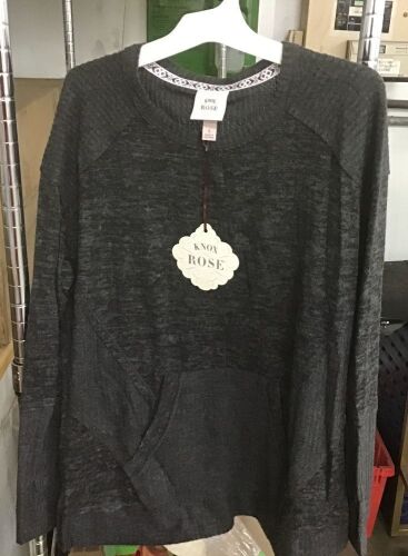 Case of (5) Knox Rose Women's Long Sleeve Charcoal Top with Front Pocket, S - XXL - Lot 549