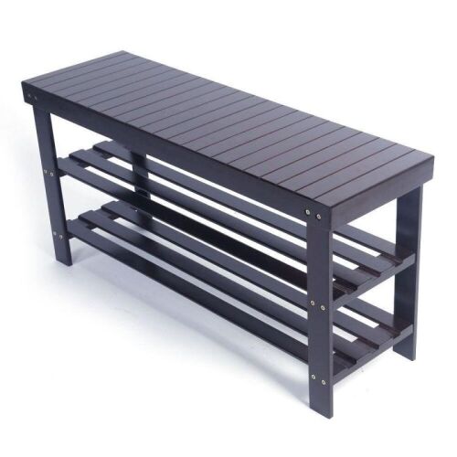 36" Solid Wood 3-Tier Shoe Storage Bench - Lot 894
