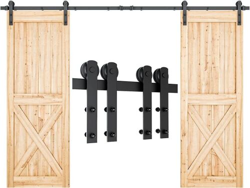 Heavy Duty Sliding Barn Door Hardware Kit 12' Double Door  - Lot 983
