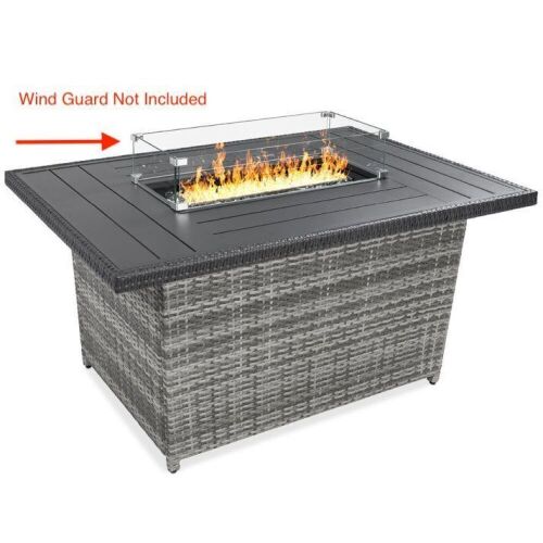 Wicker Propane Fire Pit Table, 50,000 BTU - 52in. - Glass Wind Guard Not Included - Lot 112
