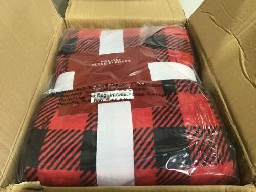 Case of (3) Plush Holiday Blanket, 66" x 90" - Lot 743