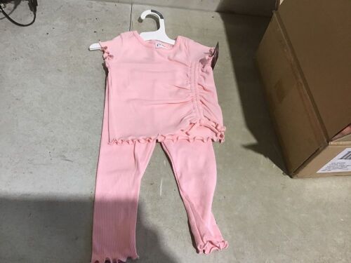 Case of (12) ART CLASS Toddler Girls Pink Soft Ribbed Cotton 2 Piece Outfit, 18M - Lot 967