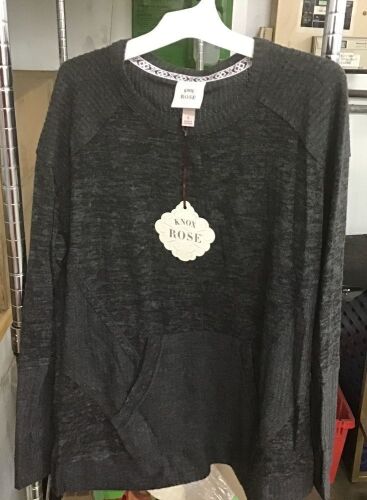 Case of (5) Knox Rose Women's Long Sleeve Charcoal Top with Front Pocket, S - XXL - Lot 344