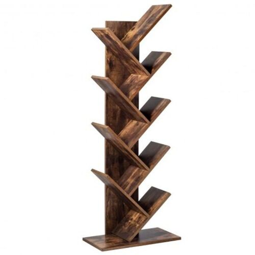 8-Tier Free Standing Tree Bookshelf-Coffee  - Lot 812