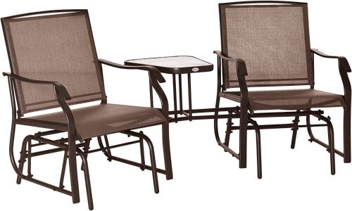 Outsunny Outdoor Double Glider Chairs with Coffee Table - Lot 104