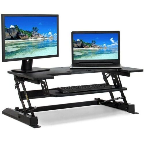 36in Height Adjustable Standing Tabletop Desk Sit to Stand Workstation Monitor Riser w/ Gas Spring - Lot 613