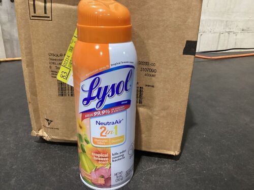 Case of (5) Lysol Disinfectant Spray, Neutra Air 2 in 1, Tropical Scent - Lot 784