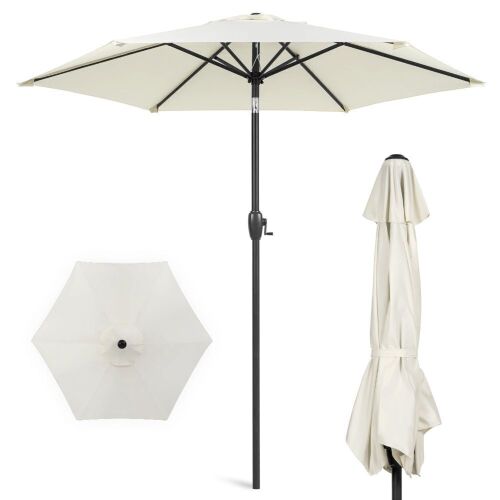 Outdoor Market Patio Umbrella w/ Push Button Tilt, Crank Lift - 7.5ft  - Lot 780