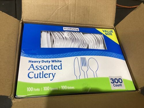 Case of (3) TrueLiving Heavy Duty White Assorted Cutlery, 300 ct  - Lot 818