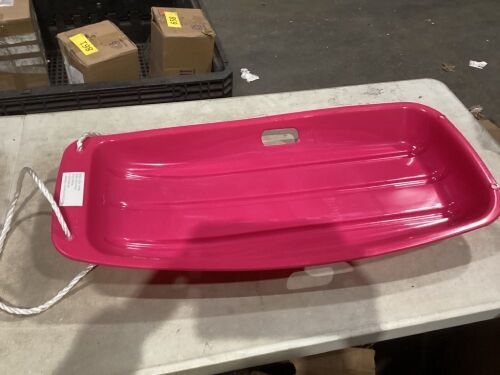 Kids Outdoor Plastic Toboggan Snow Sled Board w/ Pull Rope, Handles - 35in  - Lot 1139