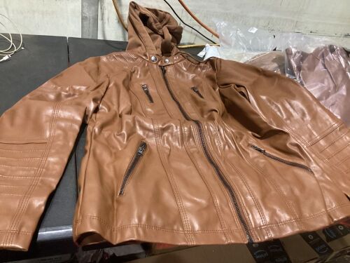 Lot of (3) Women's Faux Leather Hooded Jacket, M - Lot 900