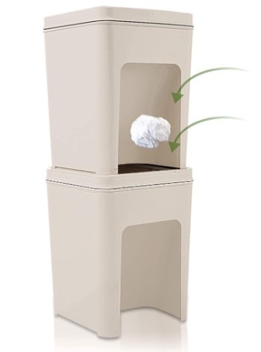 SUNPOLLO 2-Pack Stackable Plastic Trash Can - Lot 79