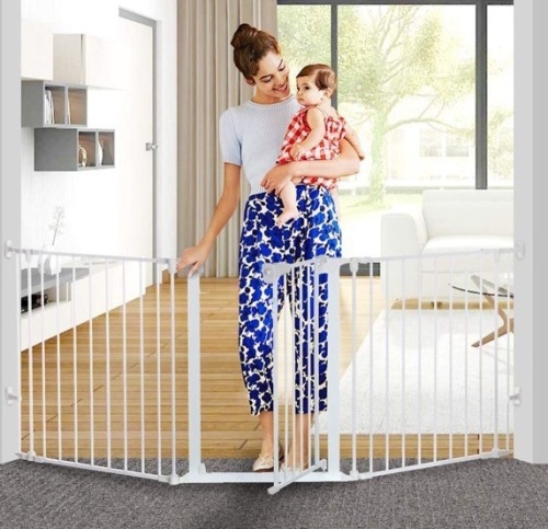 KingSo 80" x 30" Auto Close Baby Gate, White - Lot 82