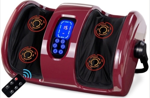 Reflexology Shiatsu Foot Massager w/ High-Intensity Rollers, Remote Control, Burgundy - Lot 157