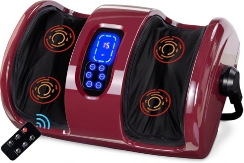Reflexology Shiatsu Foot Massager w/ High-Intensity Rollers, Remote Control, Burgundy - Lot 169
