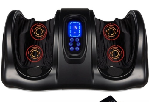 Therapeutic Foot Massager w/ High Intensity Rollers, Remote, 3 Modes, Black - Lot 178