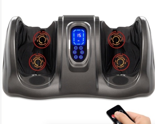 Therapeutic Foot Massager w/ High Intensity Rollers, Remote, 3 Modes, Gray - Lot 187