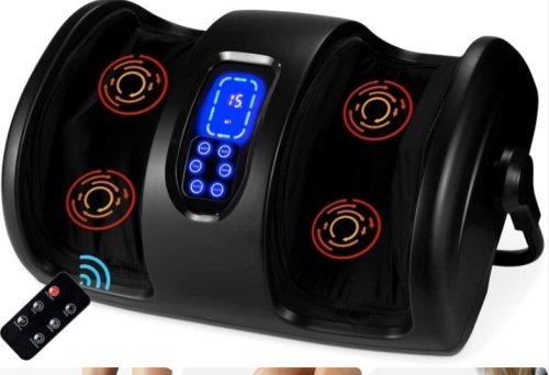 Reflexology Shiatsu Foot Massager w/ High-Intensity Rollers, Remote Control, Satin Black - Lot 188