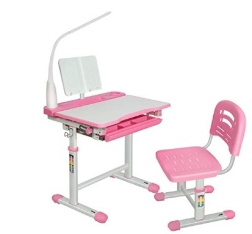 Children's Height Adjustable Study Desk/Chair, Pink, Missing Hardware - Lot 212
