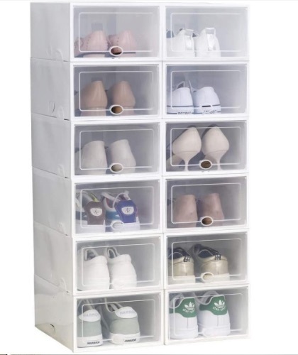 12 Plastic Storage Box Clear with White Lids - Lot 302