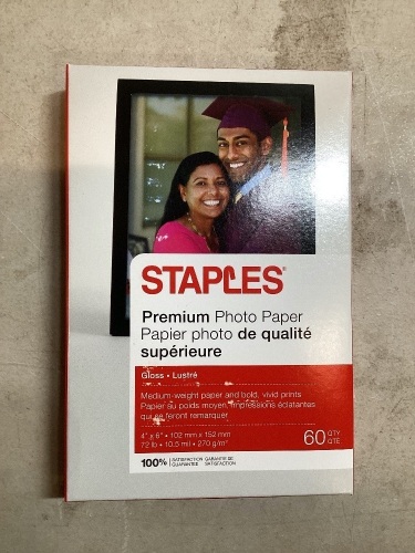 Lot of 2 Staples Premium Photo Paper, Gloss, 4" x 6",  60 Ct. - Lot 286