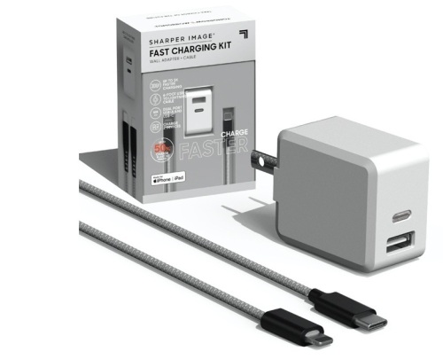 Sharper Image® Fast-Charging Portable Adapter with Lightning Charging Cable - Lot 676