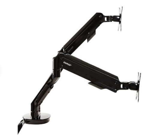 Staples Dual Monitor Arm, Up To 30" Monitors, Black - Lot 464