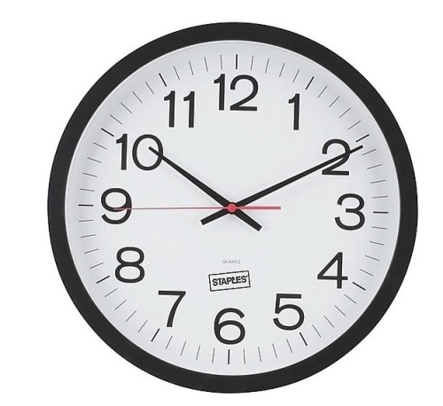 Staples Wall Clock, Plastic, 14" Diameter - Lot 434