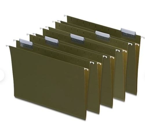 Lot of 2 Boxes Staples Hanging File Folder, 5-Tab, Letter Size, Standard Green, 50/Box - Lot 384