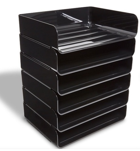 TRU RED™ Side Load Stackable Plastic Letter Tray, Black, 6/Pack - Lot 607