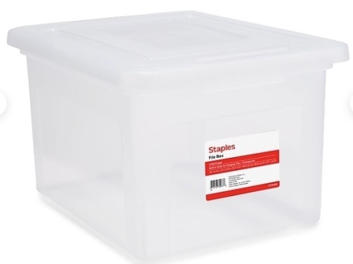Staples Hanging File Box, Snap Lid, Letter/Legal Size, Clear - Lot 652