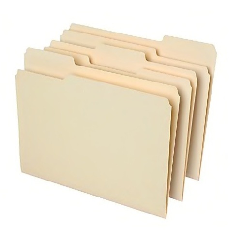 Lot of 5 Boxes Office Depot 3-Tab Letter Size File Folders, 100/Box - Lot 370