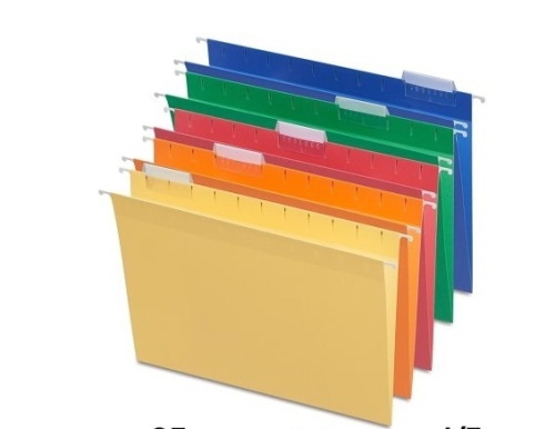 Lof ot 2 TRU RED Hanging File Folders 5 Tab, Letter Size, Assorted Colors, 25/Box - Lot 712