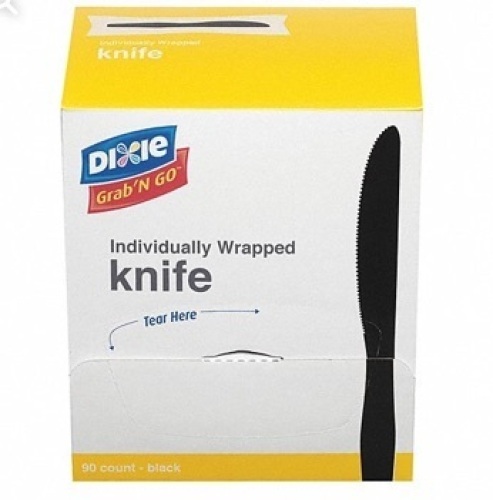 DIXIE Disposable Knife, Wrapped, Medium Wt, Black, 540 PK - Lot 696