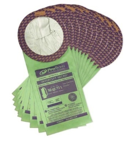 2 Pack 10 Qt. Intercept Micro Filter for Select ProTeam Cylindrical Vacs (10-Pack) - Lot 616
