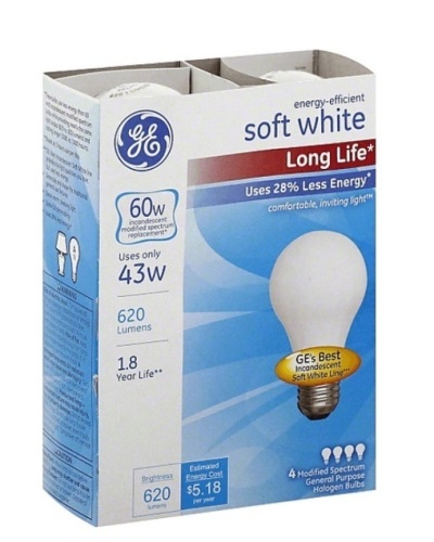 Lot of 24 GE Soft White Long Life 60W Halogen Bulbs - Lot 399