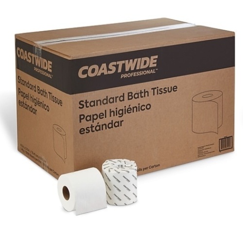 Coastwide Professional™ 1-Ply Standard Toilet Paper, White, 1000 Sheets/Roll, 96 Rolls/Carton - Lot 724