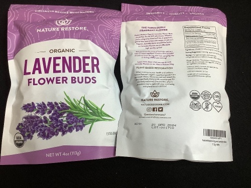Nature Restore Organic Dried Lavender Flowers, Loose Leaf Lavender Tea, 4oz - Lot 107