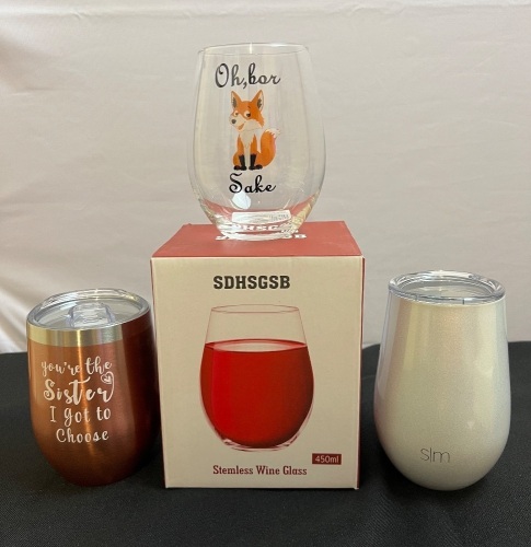 Lot of (4) Stemless Wine Glasses/Tumblers - Lot 223