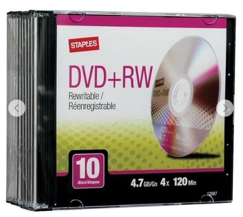 Lot of (4) Staples DVD+RW Rewritable Discs 10pk - Lot 330