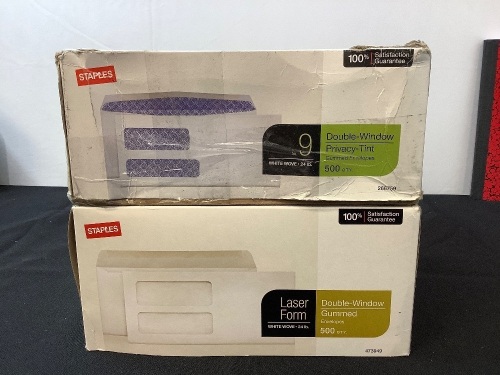 Lot of (2) Boxes of Envelopes, Double Window Gummed - Lot 334