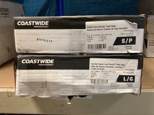 Lot of (2) Boxes Coastwide Trash Bags, 4 Gal & 60 Gal - Lot 537