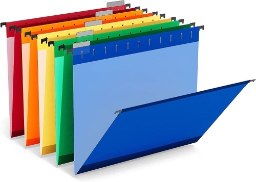 Lot of (2) Boxes of TruRed Hanging File Folders, 5-Tab, Legal Size, Assorted Colors - Lot 699