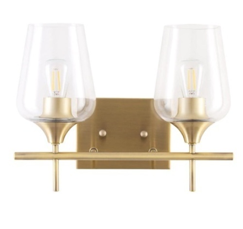 Brass Wall Sconce Vanity Lights with Glass Shade - Lot 155