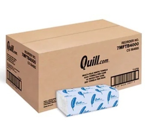 Quill Multi-Fold Paper Towels, 1-Ply, 250 Sheets/Pack, 16 Packs/Carton - Lot 243
