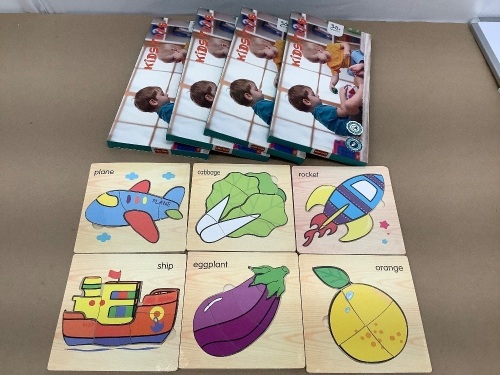 Set of (4) Wooden Puzzles, 6 Puzzles - Lot 148